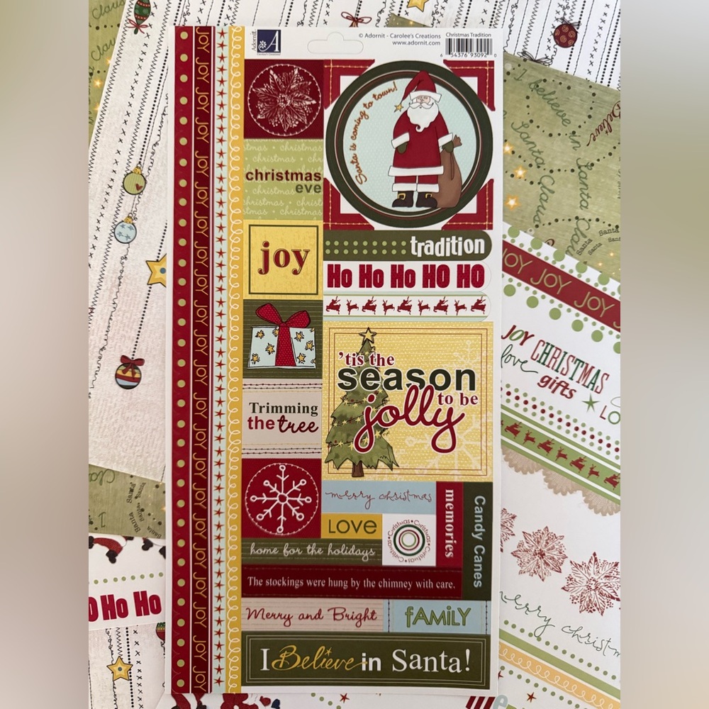 🆕🎅🏻 ADORNIT “CHRISTMAS TRADITION” CARDSTOCK STICKERS & MATCHING PAPER. - Picture 3 of 8